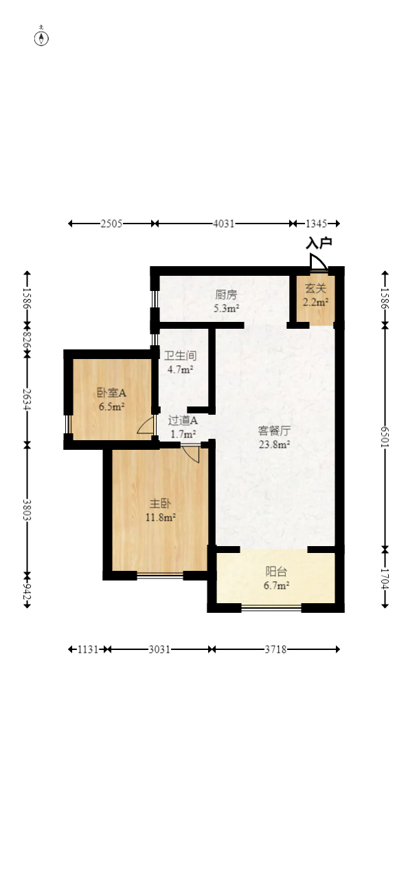 莱茵城  2室2厅1卫   68.00万室内图1