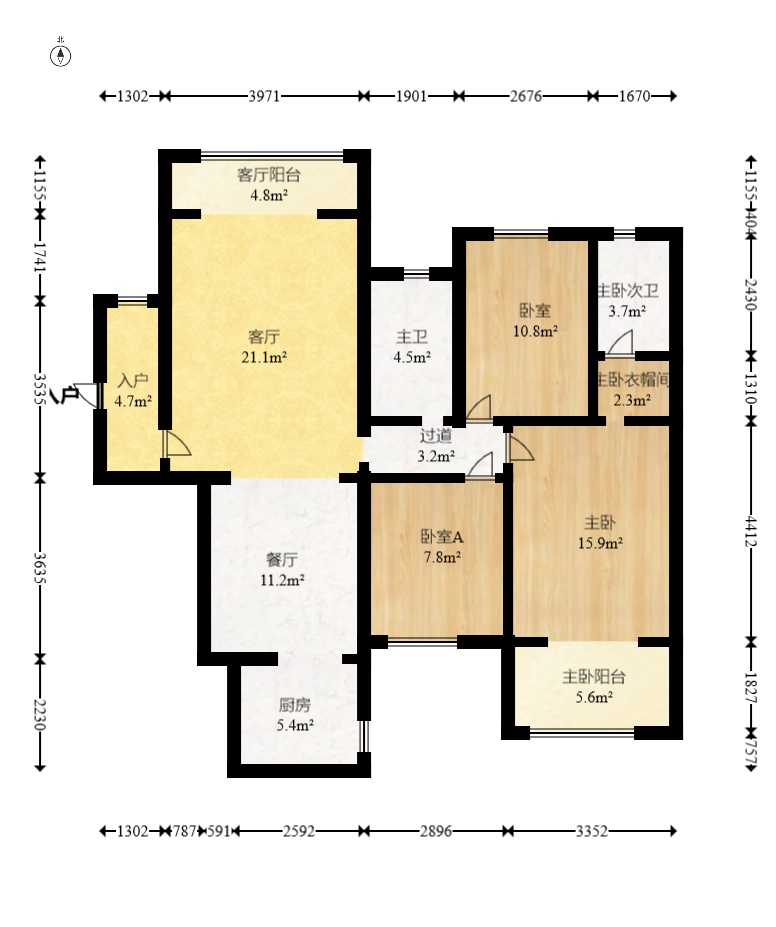 新长海广场  3室2厅1卫    71.9万室内图1