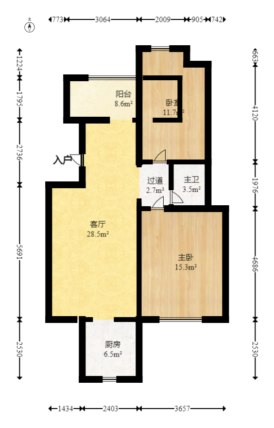湘瑞家园 2室2厅1卫 45.0万 湘瑞家园 2室2厅1卫 45.0万户型图