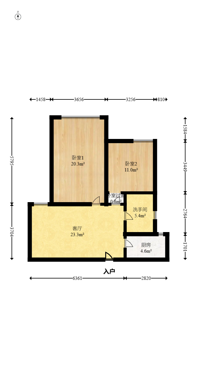 金地格林公馆  2室2厅1卫    59.8万室内图1