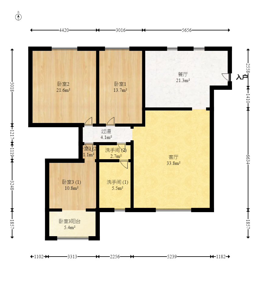 三重星都心  3室2厅2卫    158.0万室内图1