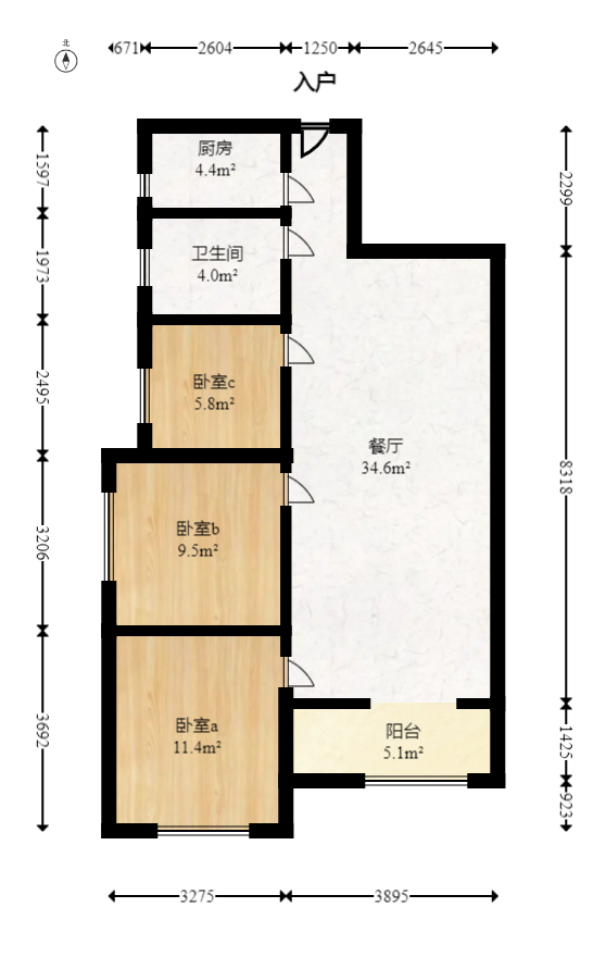 佛奥康桥水岸  3室2厅1卫   47.80万室内图1