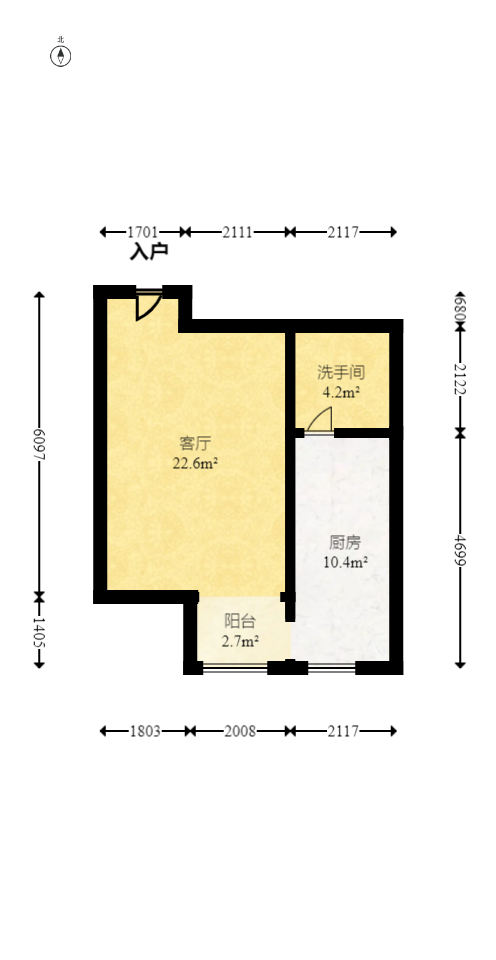 香颂国际  1室1厅1卫   31.50万室内图1