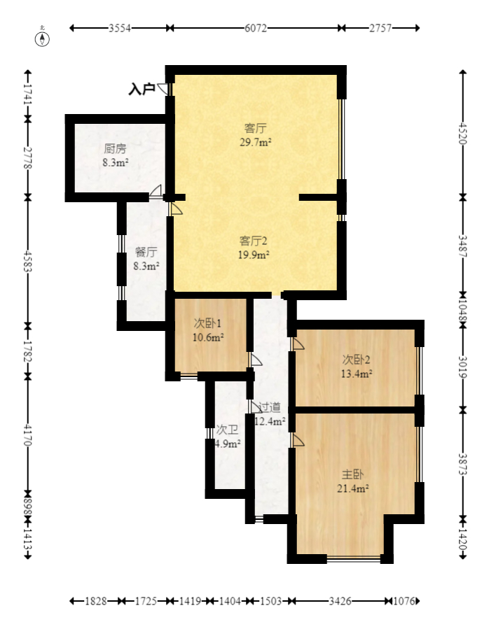 智邦家园  4室2厅2卫    130.0万室内图1