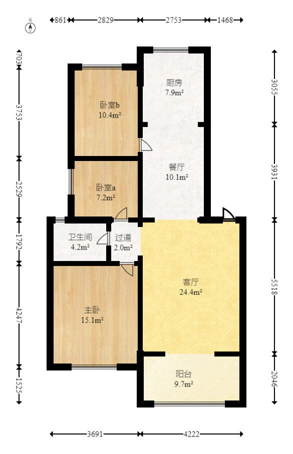 澳海月亮湾  3室2厅1卫   58.00万室内图1