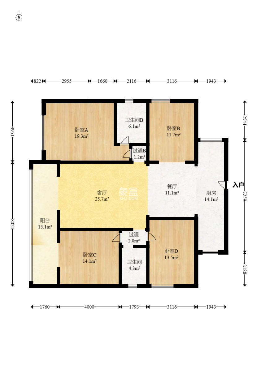 中建梅溪湖中心  4室2厅2卫   315.00万