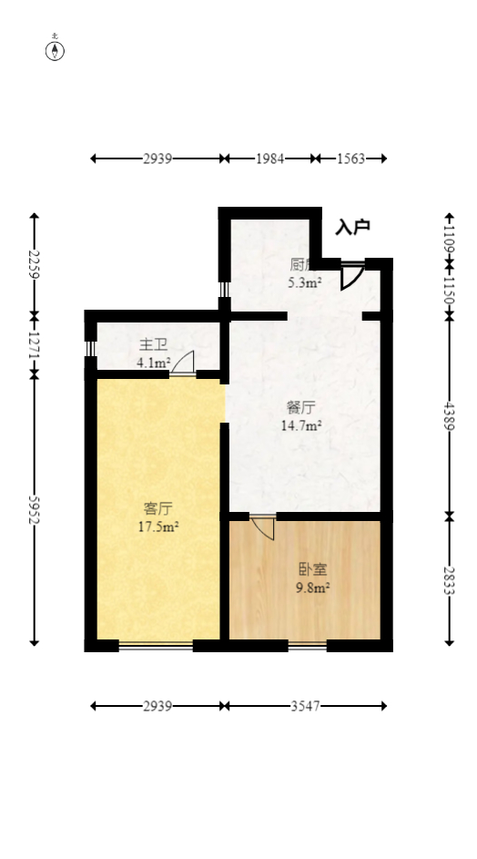 蝴蝶谷  3室2厅2卫   65.00万室内图1