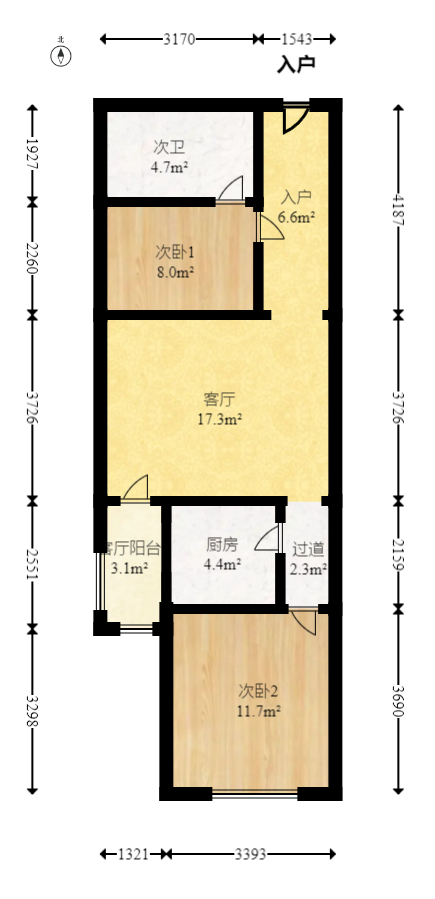 兴威帕克水岸  2室1厅1卫   56.00万室内图1