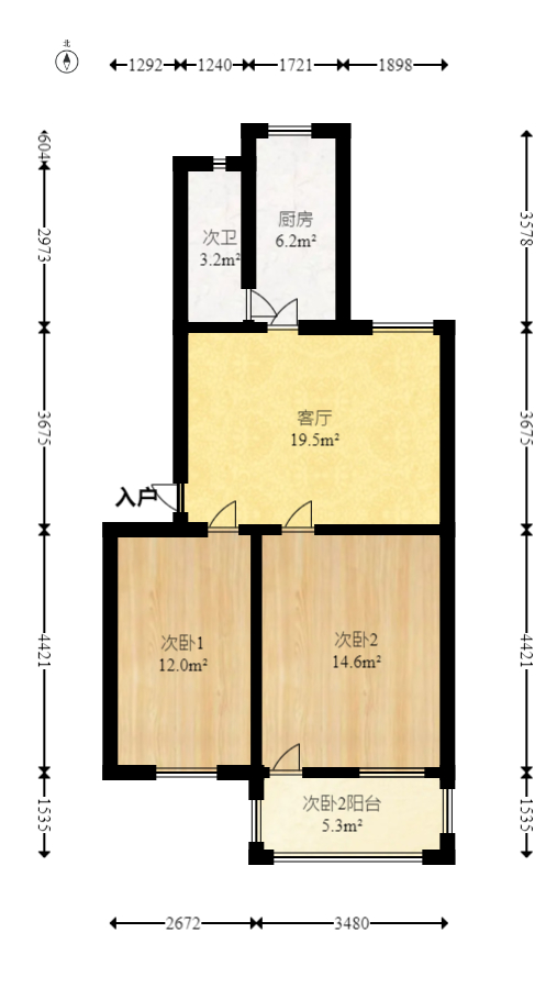 涂北社区-涂北新村  2室1厅1卫   42.80万室内图1