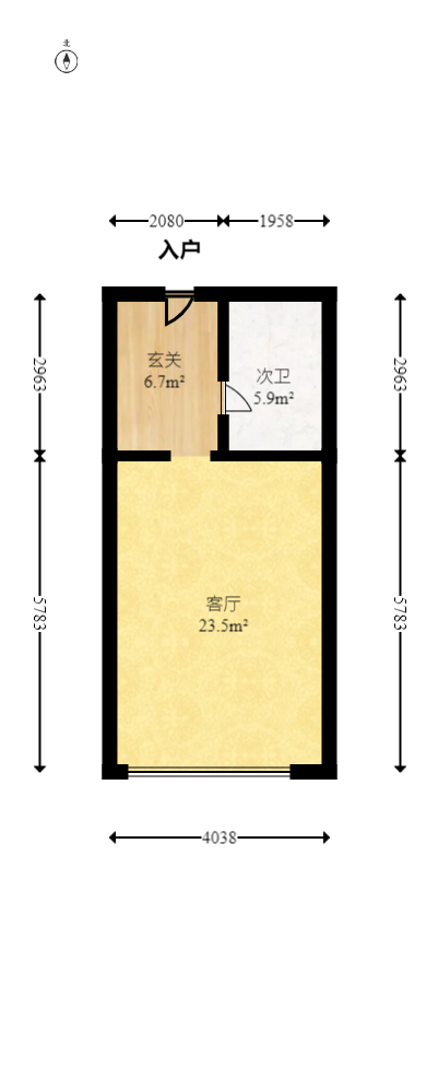 金茂建发泊悦  2室1厅1卫   43.70万室内图1