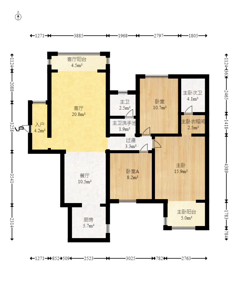 新长海广场  3室2厅1卫    78.8万室内图1