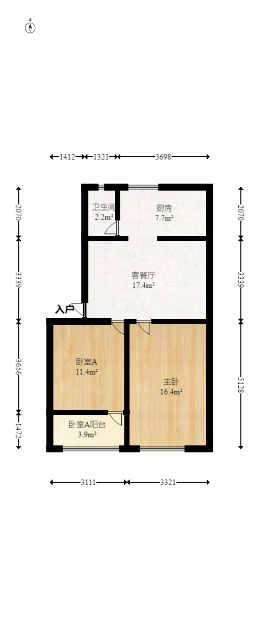汽车发动机厂宿舍  2室2厅1卫   45.00万室内图1