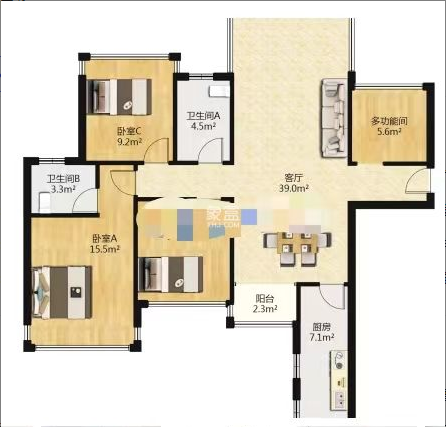 金轮翡翠名园 4室2厅1卫 100.0万 金轮翡翠名园 4室2厅1卫 100.0万室内图