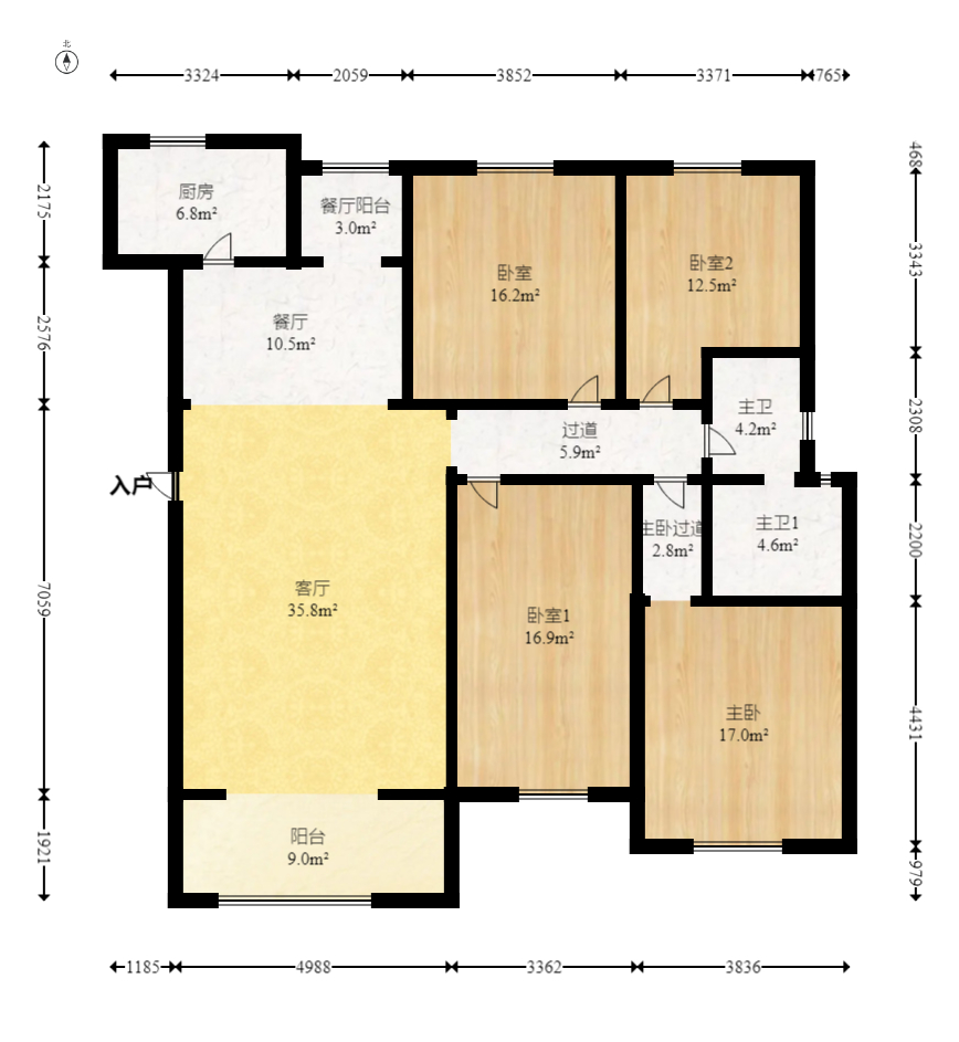 银港水晶城 4室2厅1卫 100.0万 银港水晶城 4室2厅1卫 100.0万户型图