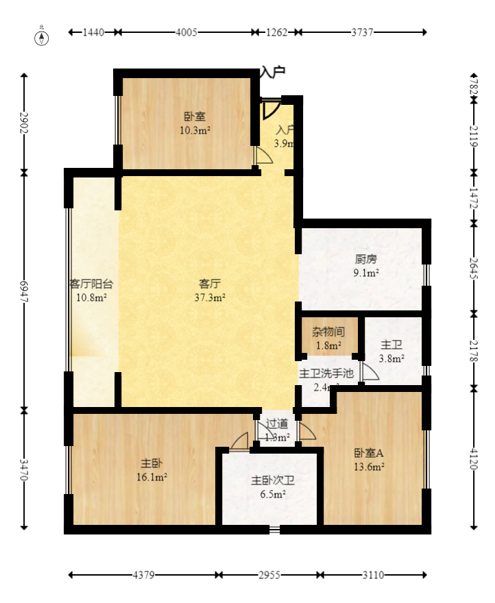 万科紫台  3室2厅1卫   248.00万室内图1