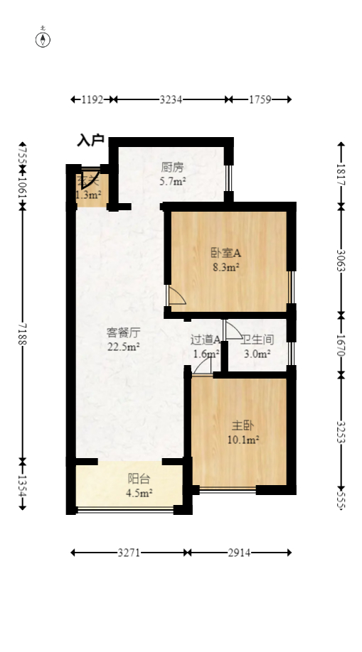钰龙天下一期  2室2厅1卫   218.00万室内图1