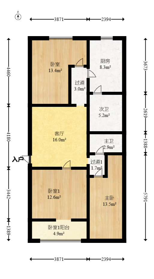 物资厅宿舍（五一大道）  3室1厅1卫   72.00万室内图1