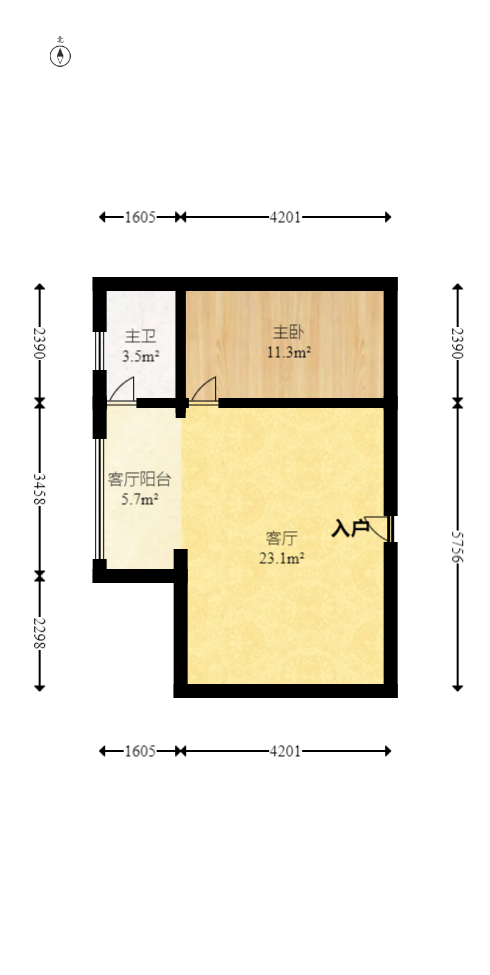 明城公寓  1室1厅1卫   41.80万室内图1