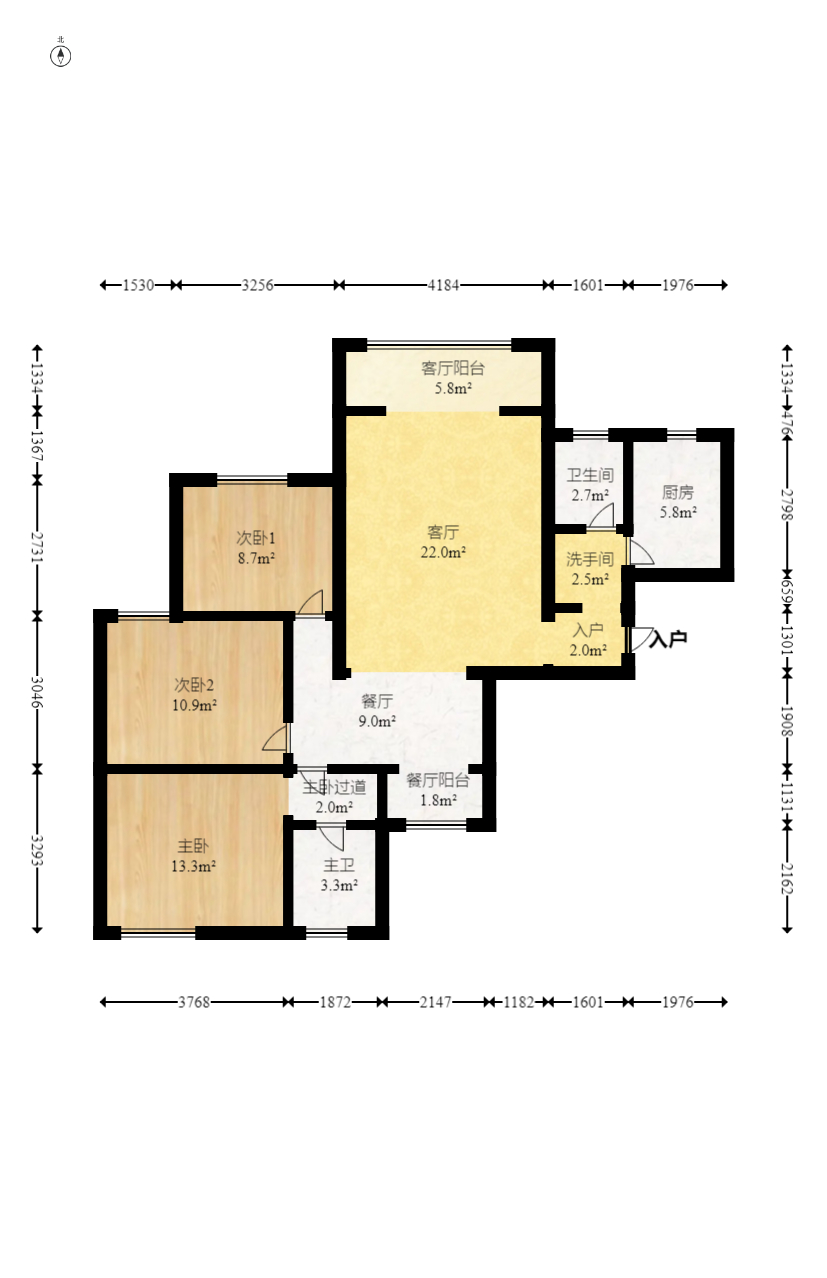 爱琴海岸 3室2厅2卫 100.0万 爱琴海岸 3室2厅2卫 100.0万户型图