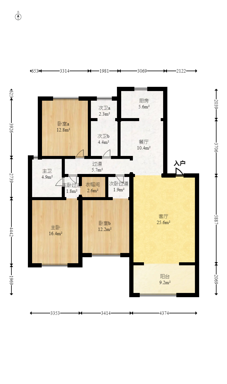 澳海澜庭 3室2厅2卫 85.0万 澳海澜庭 3室2厅2卫 85.0万户型图