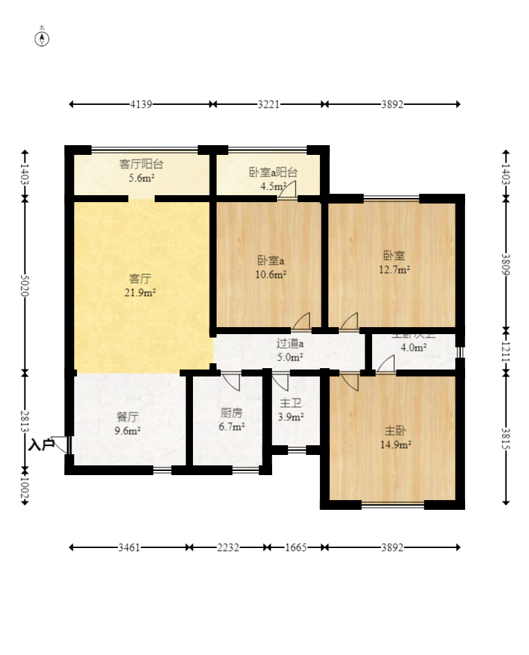 万丽景园  3室2厅2卫   72.60万室内图1