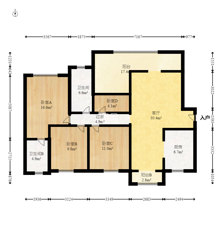 中建梅溪湖中心  4室2厅1卫   235.00万