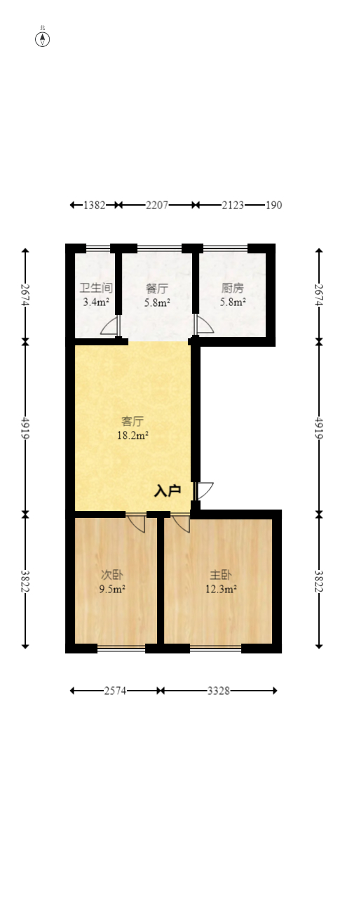 城东安置区（星城社区）  2室2厅1卫   43.80万室内图1
