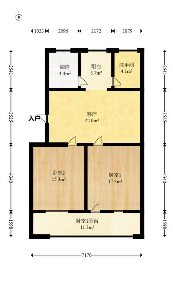 省水院宿舍  2室2厅1卫   62.00万室内图1