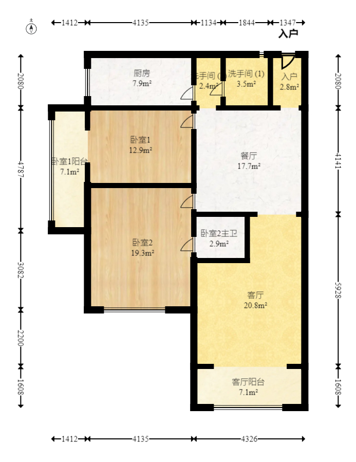 金地华园  2室2厅1卫    66.0万 金地华园  2室2厅1卫    66.0万户型图