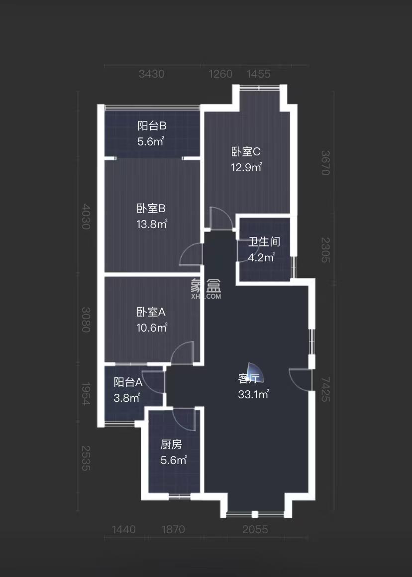 泰山公馆  3室2厅1卫   60.80万室内图1