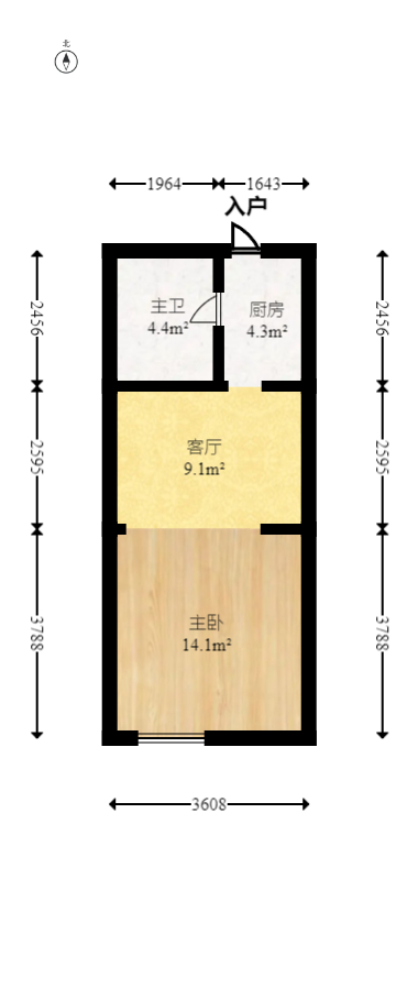 上峰苑（兰亭玥岛）  1室1厅1卫   30.00万室内图1