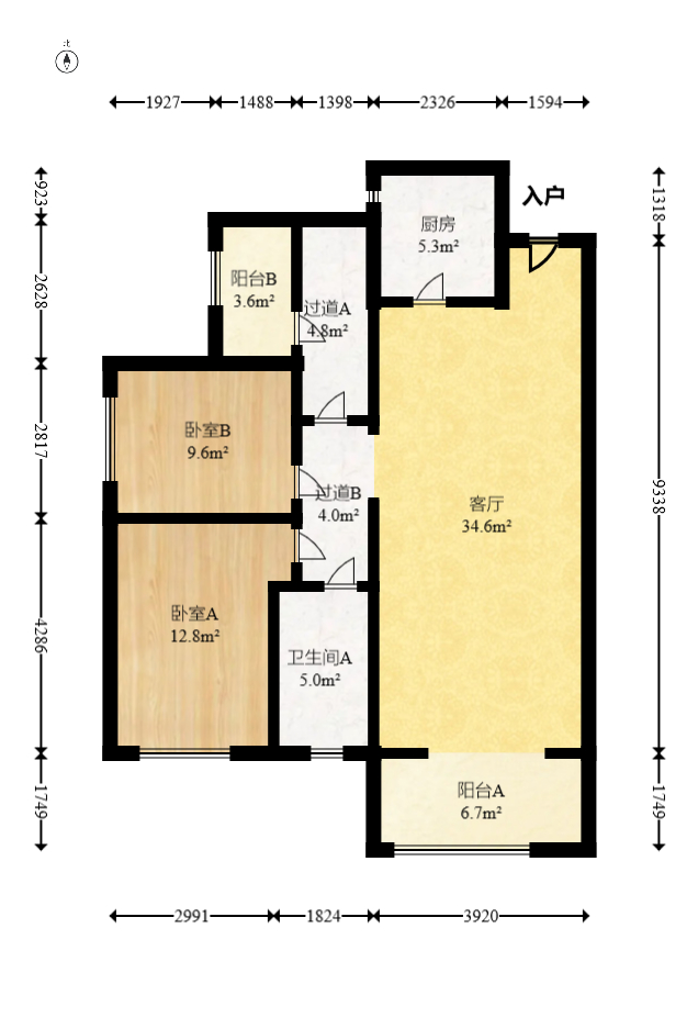 中建嘉和城  3室2厅1卫   78.00万室内图1