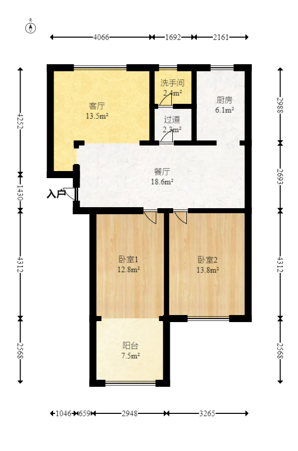 景湾小区（井湾小区）  2室2厅1卫   62.80万室内图1