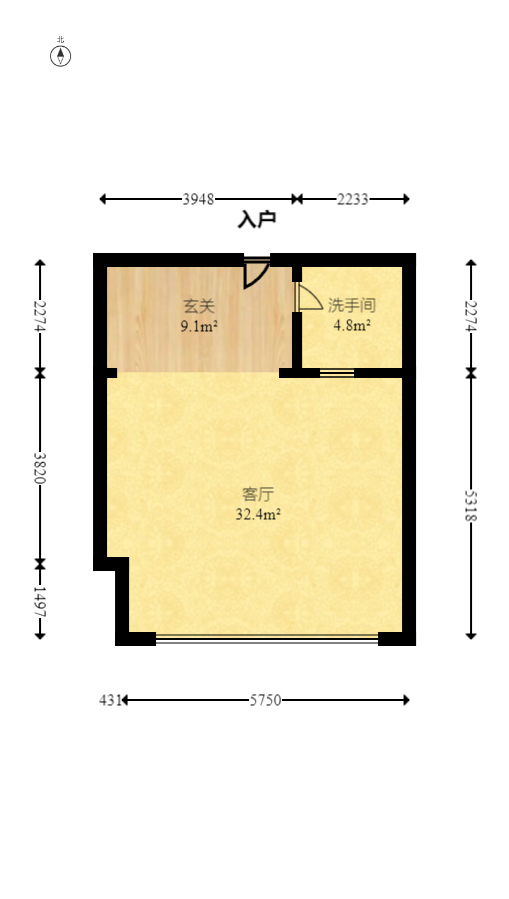 香颂国际  1室1厅1卫    30.0万室内图1