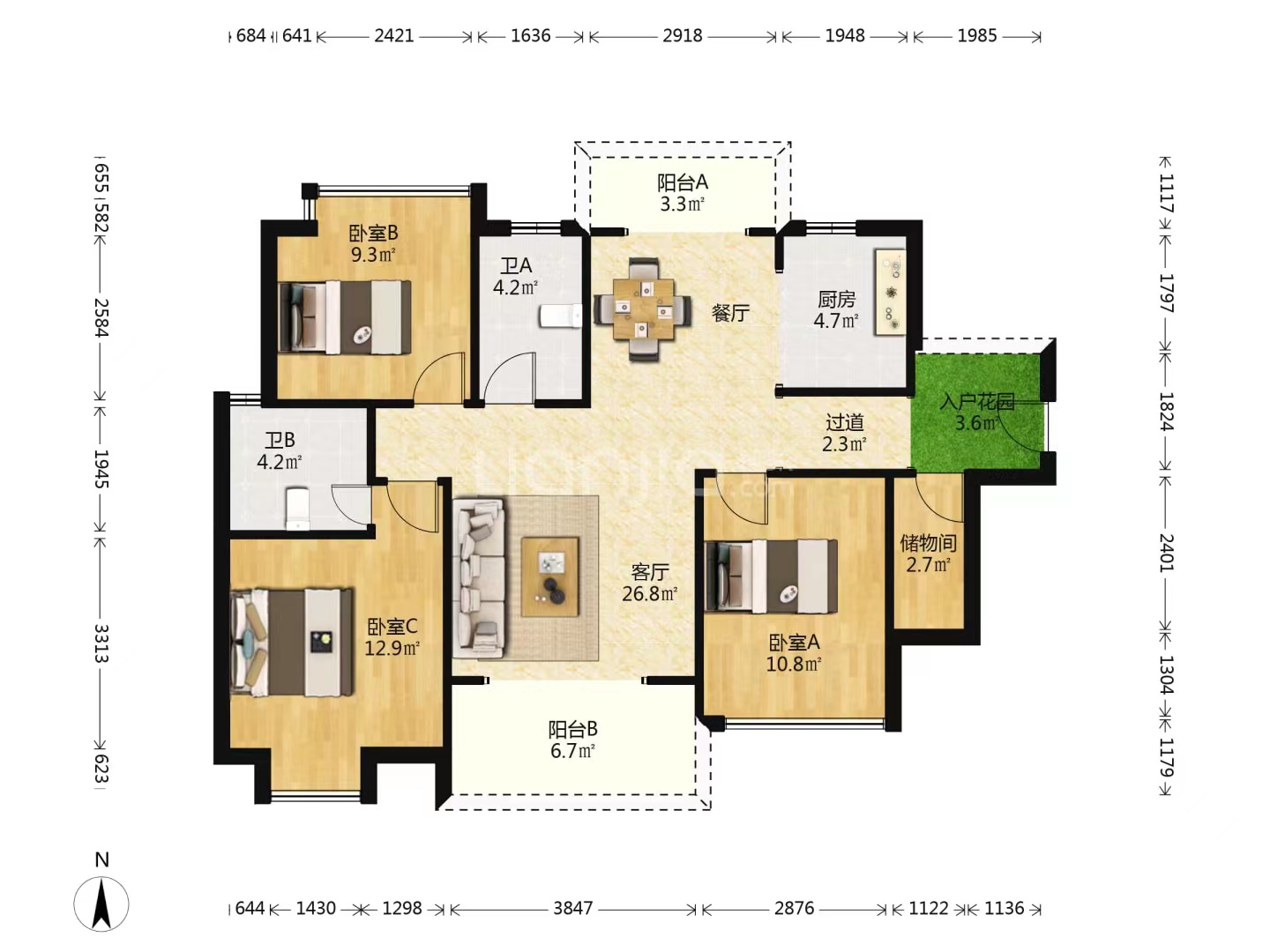 时代新城(翰林府) 3室2厅2卫 51.8万 时代新城(翰林府) 3室2厅2卫 51.8万室内图