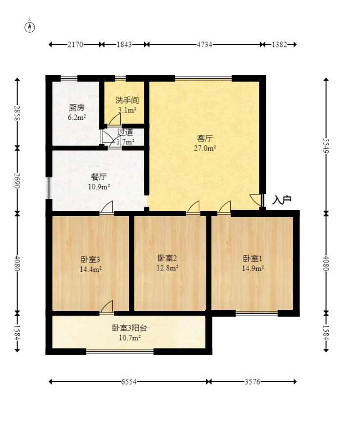 省林勘院  3室3厅1卫   112.00万室内图1