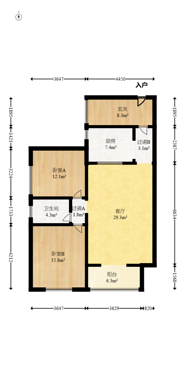 申湘宽境  2室2厅1卫    42.0万室内图1