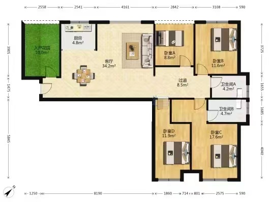湖景名城 4室2厅2卫 80.00万 湖景名城 4室2厅2卫 80.00万室内图