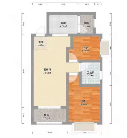万籁酒店  1室1厅1卫   1600.00元/月室内图