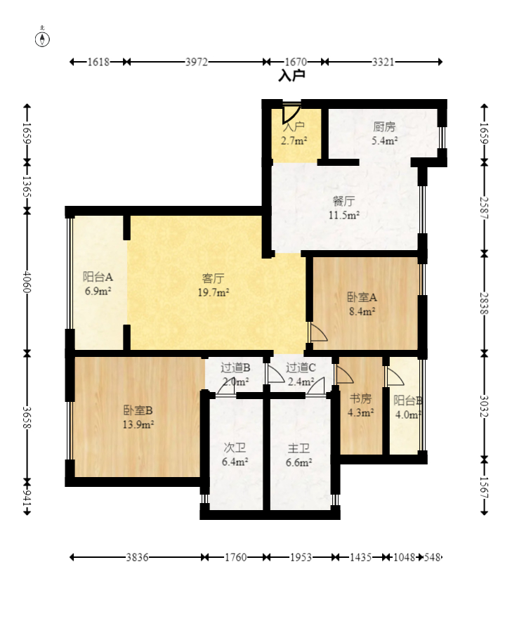 中建嘉和城  3室2厅2卫   100.00万室内图1