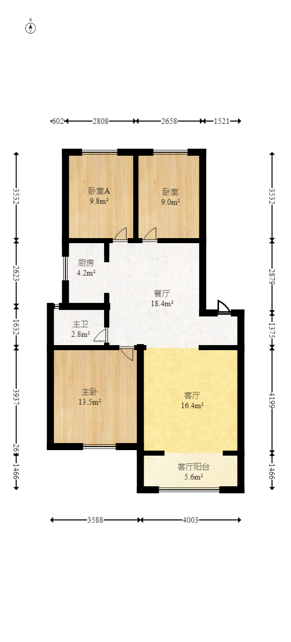 湘瑞家园 3室2厅1卫 42.8万 湘瑞家园 3室2厅1卫 42.8万户型图