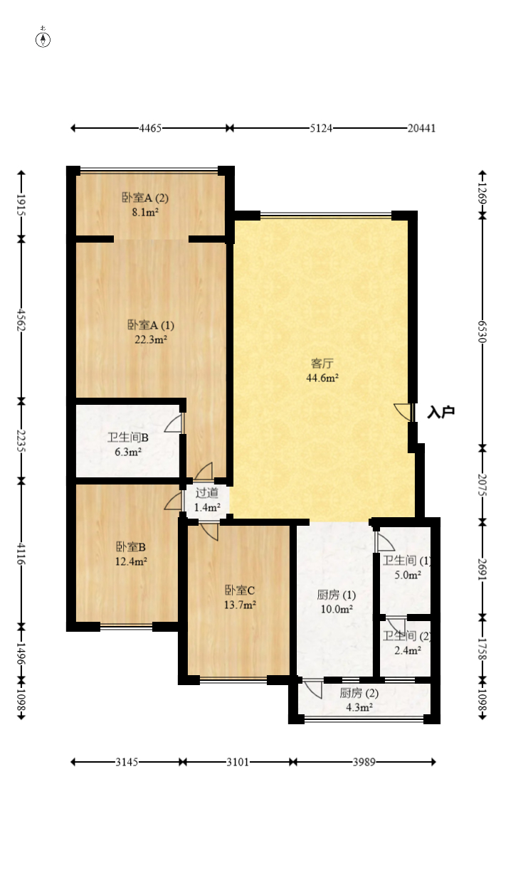 麓谷雅园  3室2厅2卫   108.00万室内图1