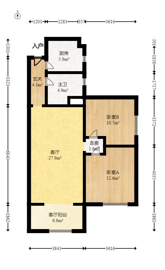 保利花园  2室2厅1卫   92.80万室内图1