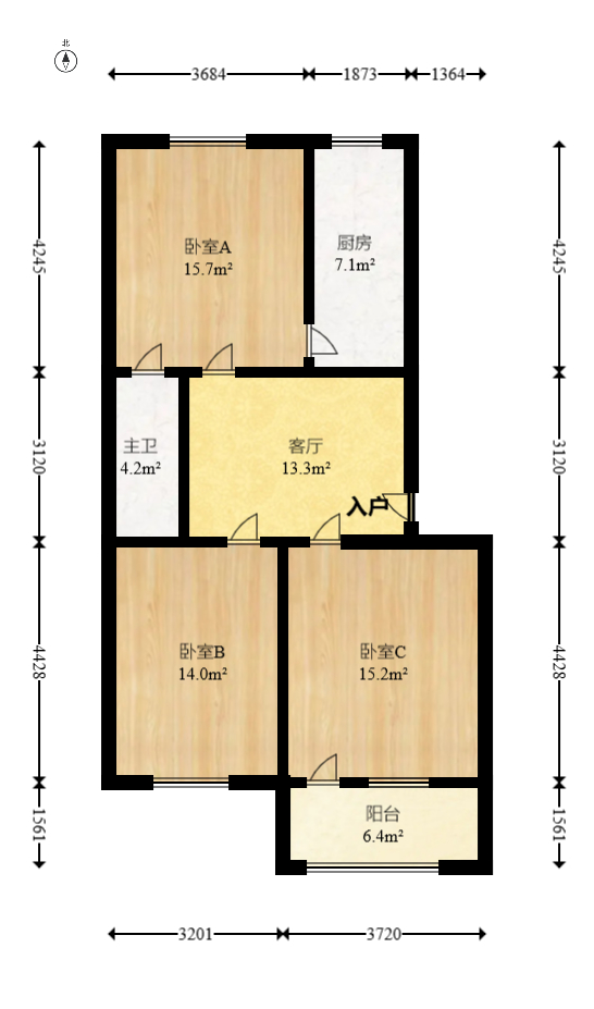 输变电局宿舍  2室1厅1卫   44.00万室内图1