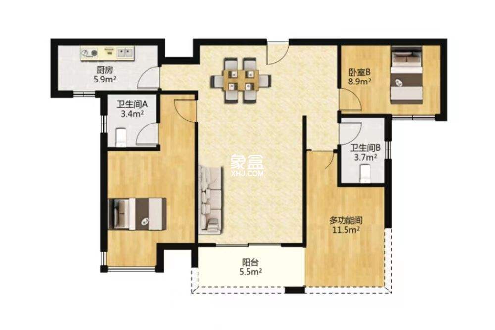 中建江湾壹号  3室2厅2卫   79.00万