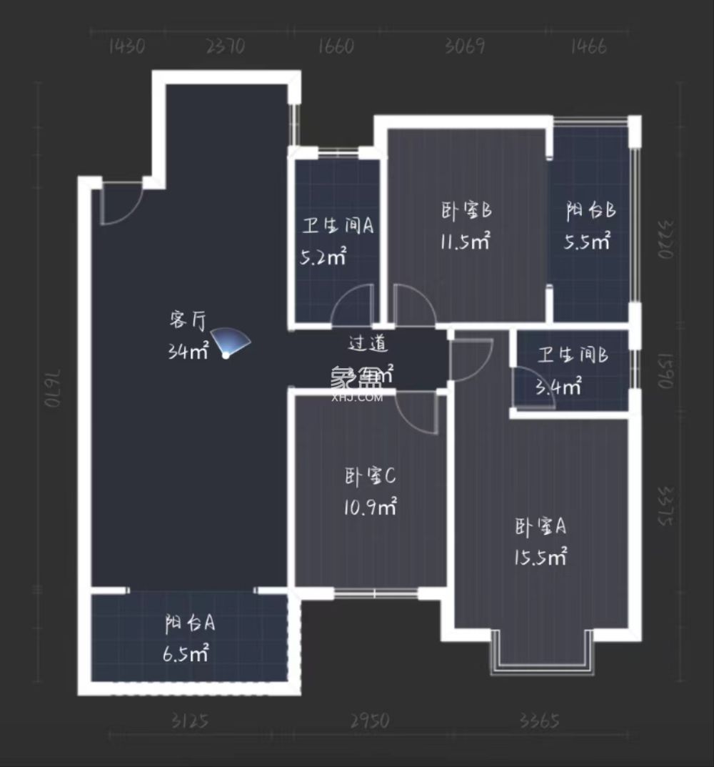 西郡佳园  3室2厅2卫    80.0万