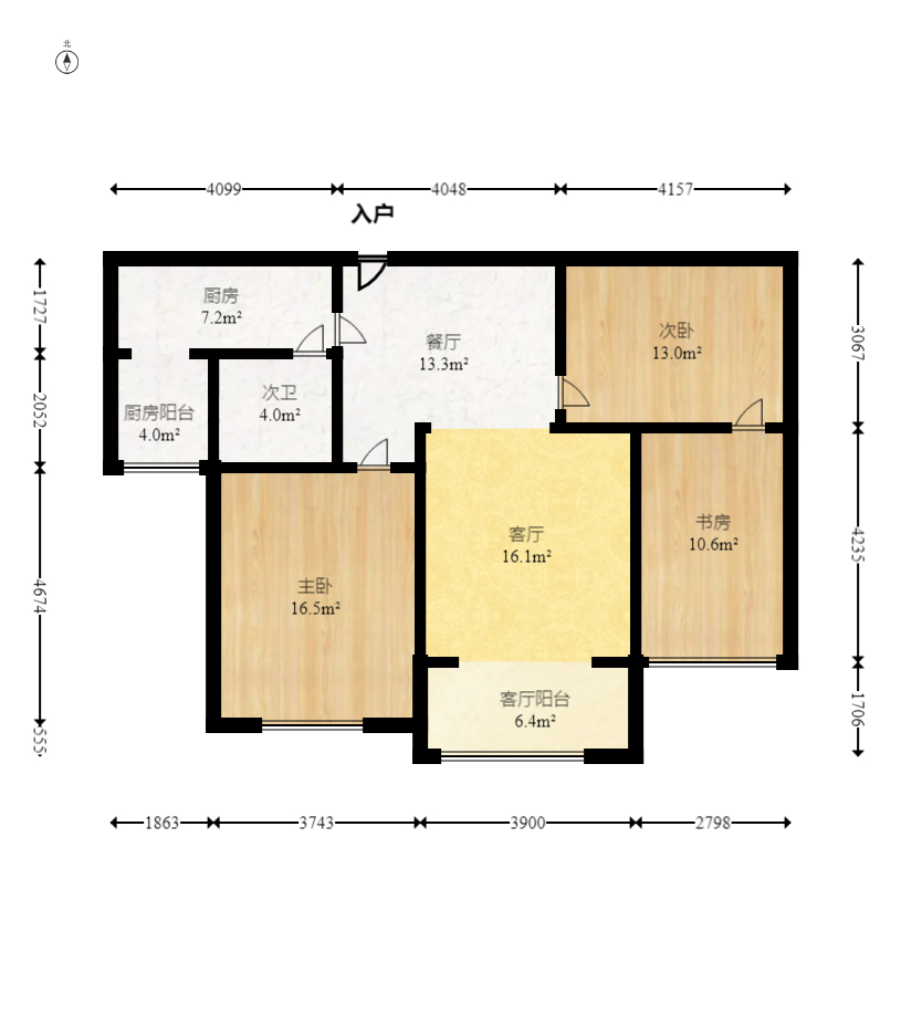 陽光麗城  3室2廳1衛(wèi)    105.0萬室內(nèi)圖1
