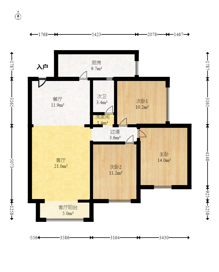芙蓉别墅山庄（嘉湘华庭）  3室2厅1卫   118.00万室内图1