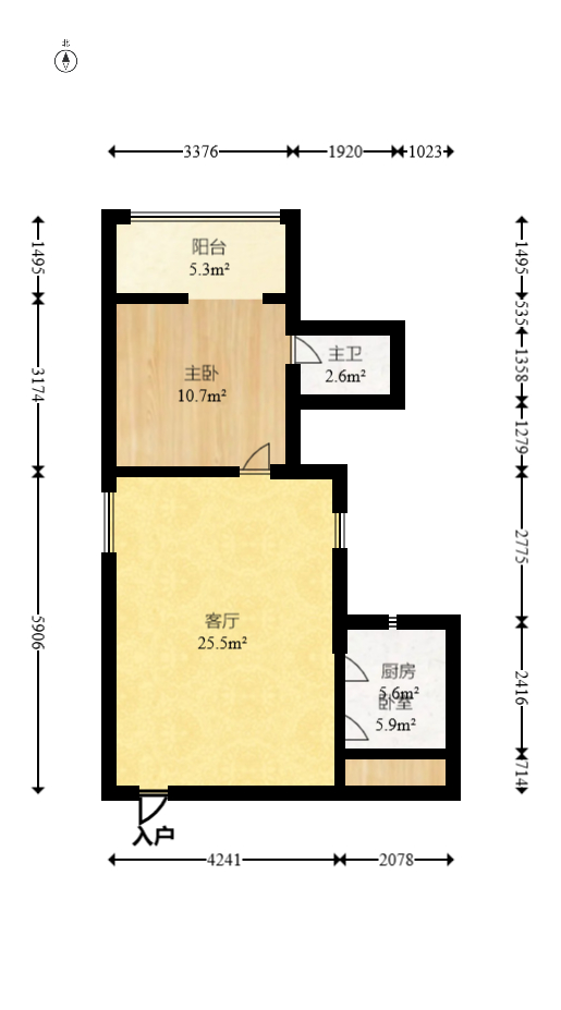 雄踞都市东家  2室1厅1卫   50.00万室内图1
