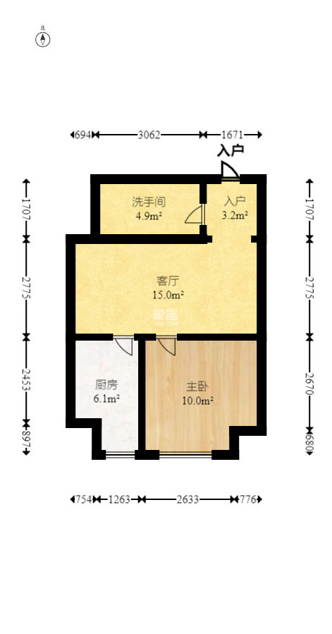 第六都（陸都小區(qū)）  1室1廳1衛(wèi)   47.50萬